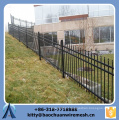 Applying to sloping terrain powder coated black steel fence for garden